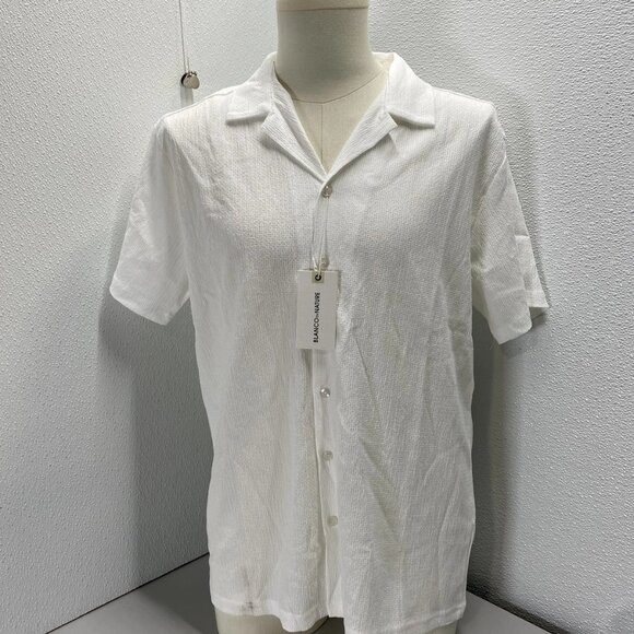 Blanco By Nature Men’s Textured Cotton Button Shirt Size L White - Picture 1 of 14